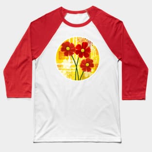 Red Flowers Baseball T-Shirt